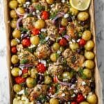 Greek Sheet Pan Chicken with Roasted Vegetables and Feta Recipe