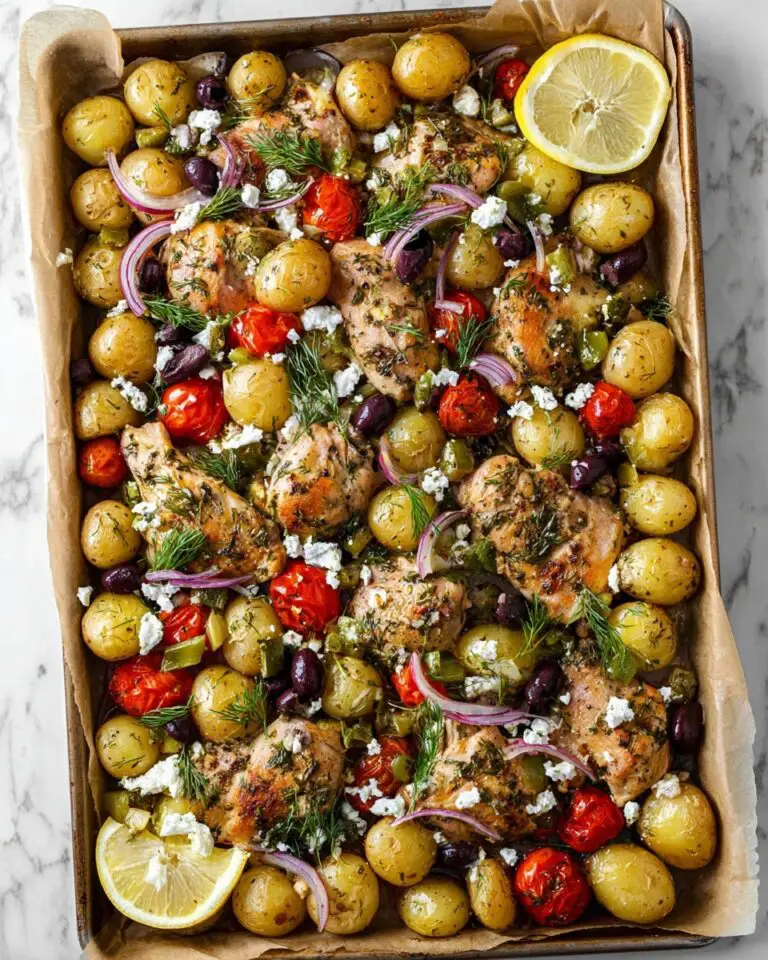 Greek Sheet Pan Chicken with Roasted Vegetables and Feta Recipe