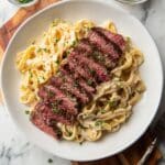 Steak Pasta with Boursin Cheese and Parmesan Recipe