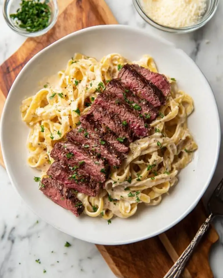 Steak Pasta with Boursin Cheese and Parmesan Recipe