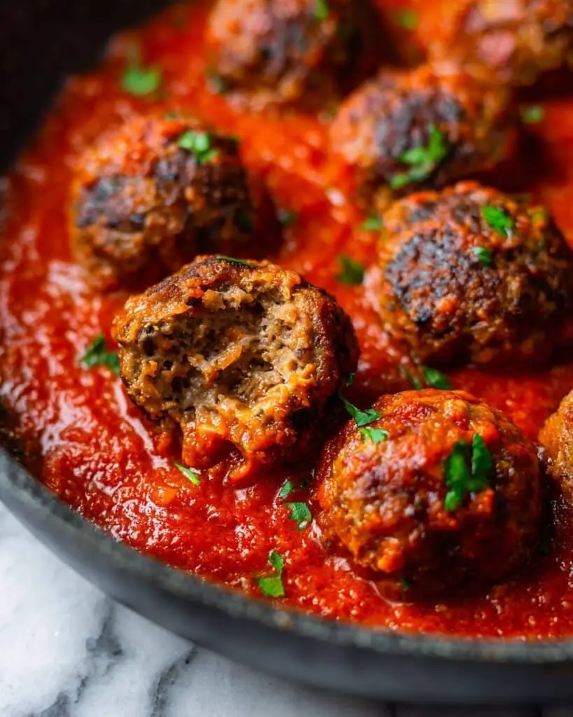 Easy Baked Meatballs with Marinara Sauce Recipe