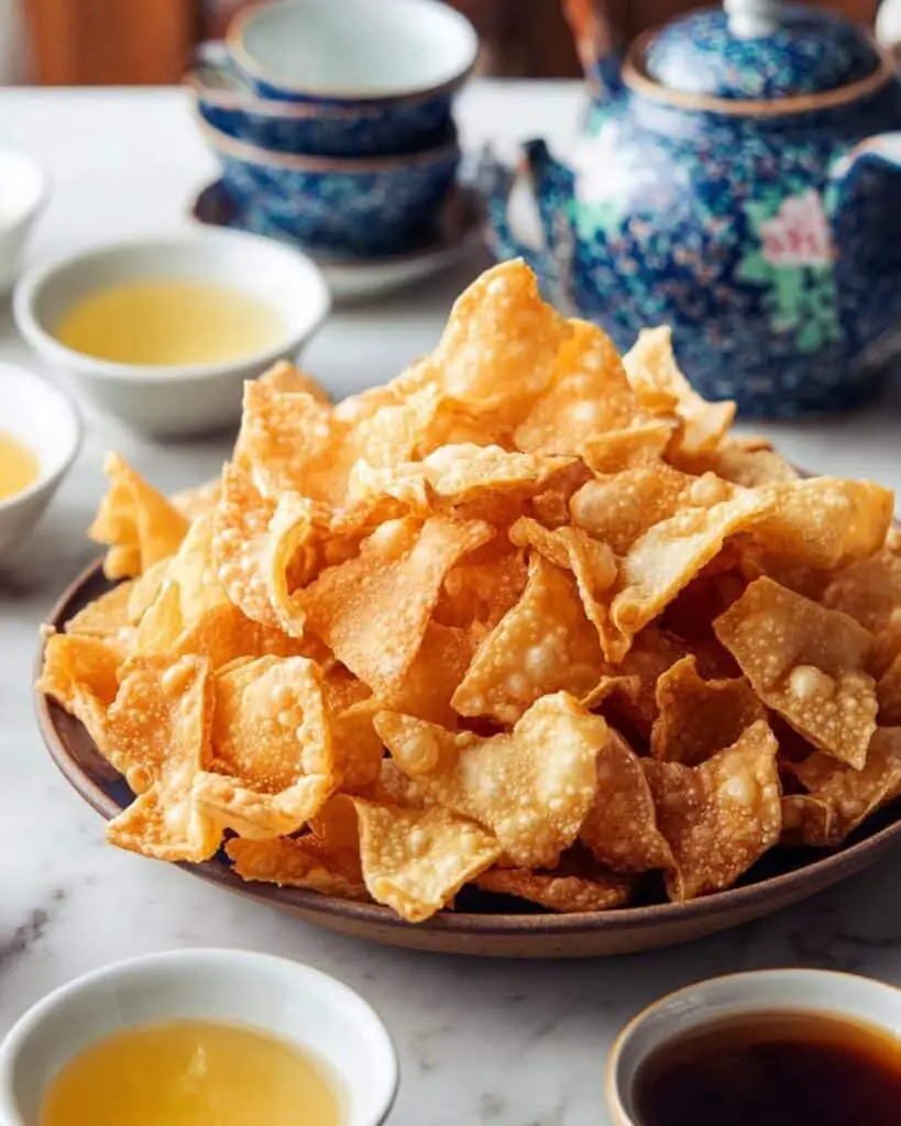 Crispy Fried Wonton Strips with Dipping Sauces Recipe