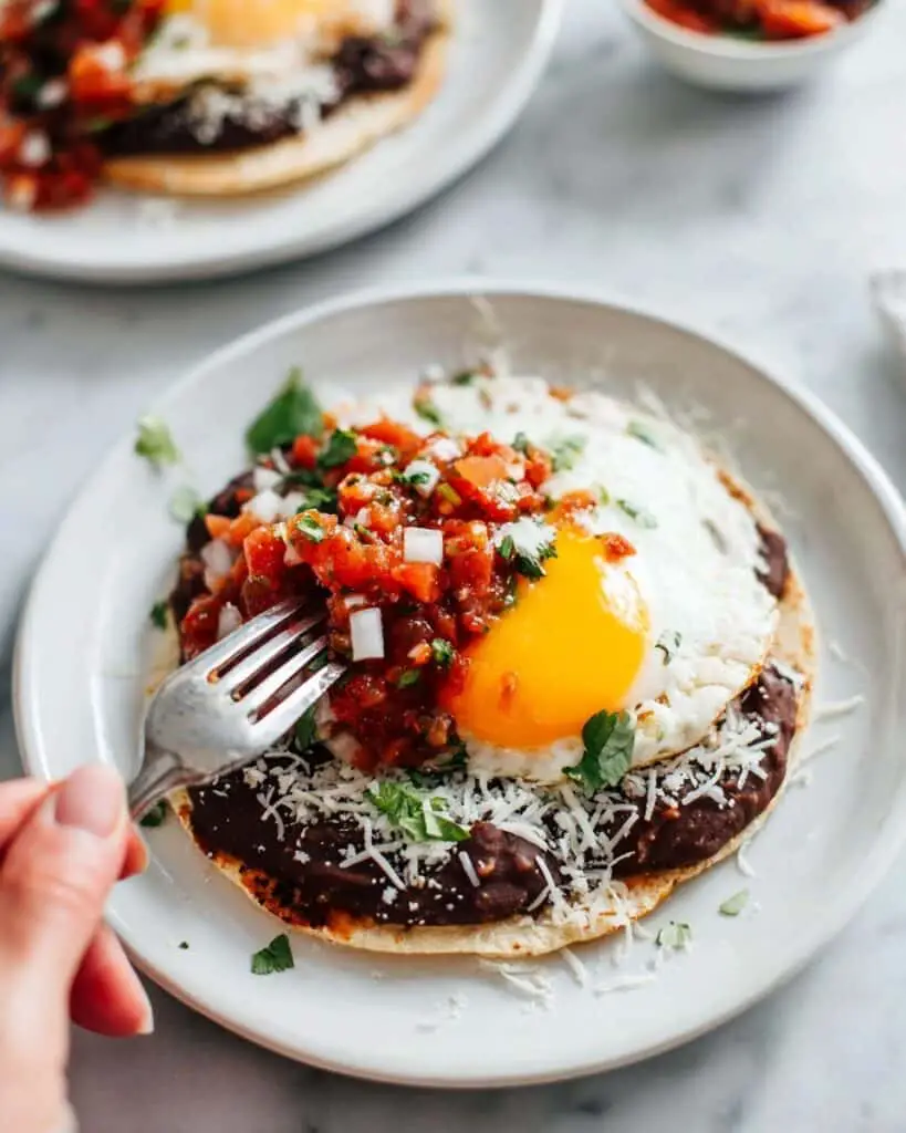 Fresh Huevos Rancheros with Black Bean Salsa and Pico de Gallo Recipe