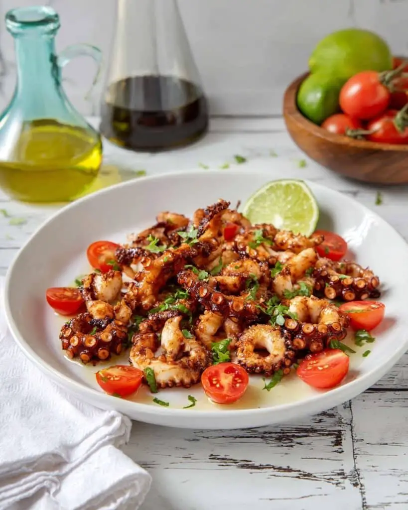 Sautéed Baby Octopus with Garlic, Lime, and Herbs Recipe