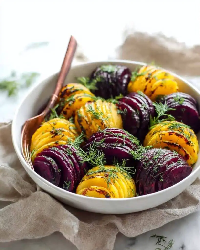 Roasted Hasselback Beets with Dill Dressing Recipe