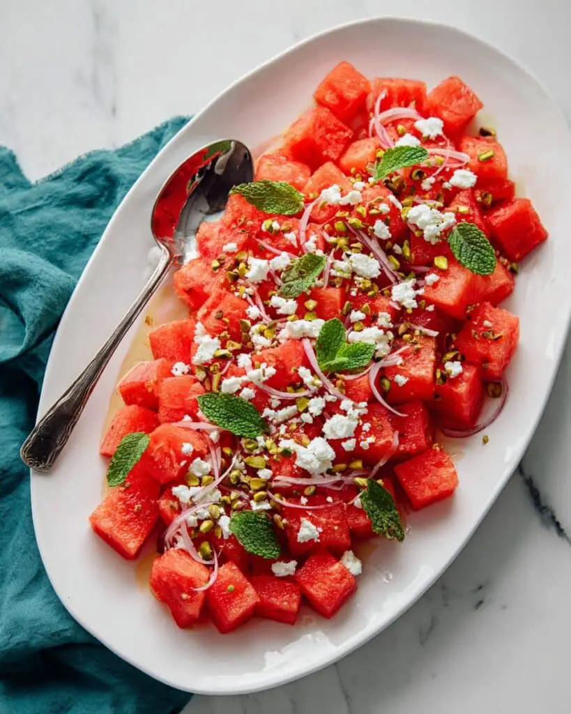 Watermelon Salad with Feta, Pistachios, and Fresh Mint Recipe