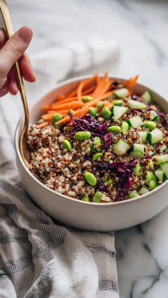 15 Minute Quinoa Salad with Sesame Ginger Sauce Recipe