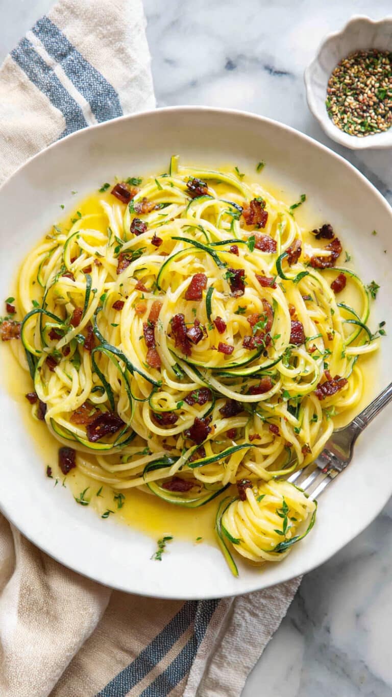 Homemade Zucchini Carbonara with Crispy Bacon Recipe