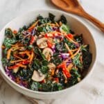 Kale Detox Salad with Roasted Brussels Sprouts and Marinated Mushrooms Recipe