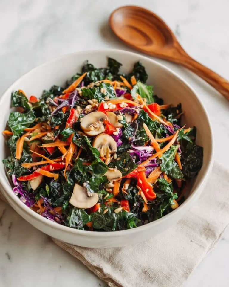 Kale Detox Salad with Roasted Brussels Sprouts and Marinated Mushrooms Recipe