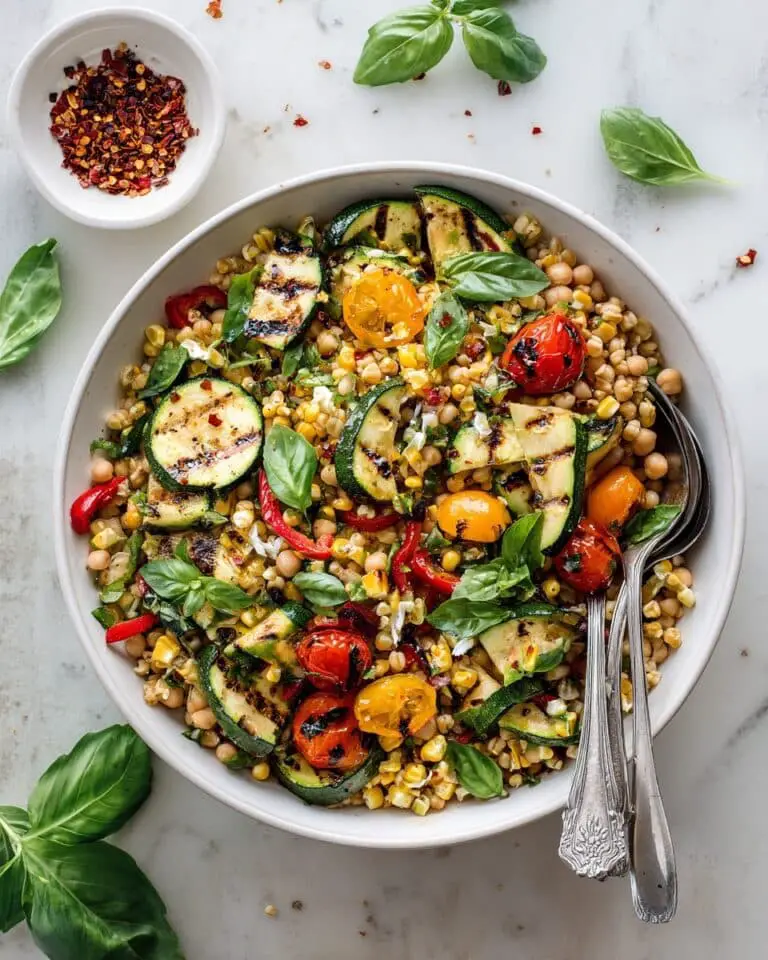 Summer Farro Salad with Grilled Corn and Vegetables Recipe