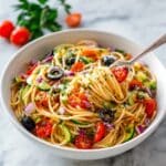 Spaghetti Salad with Fresh Vegetables and Homemade Italian Dressing Recipe