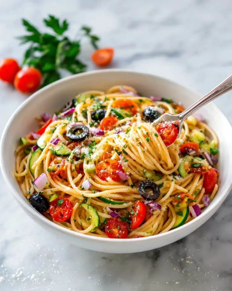 Spaghetti Salad with Fresh Vegetables and Homemade Italian Dressing Recipe