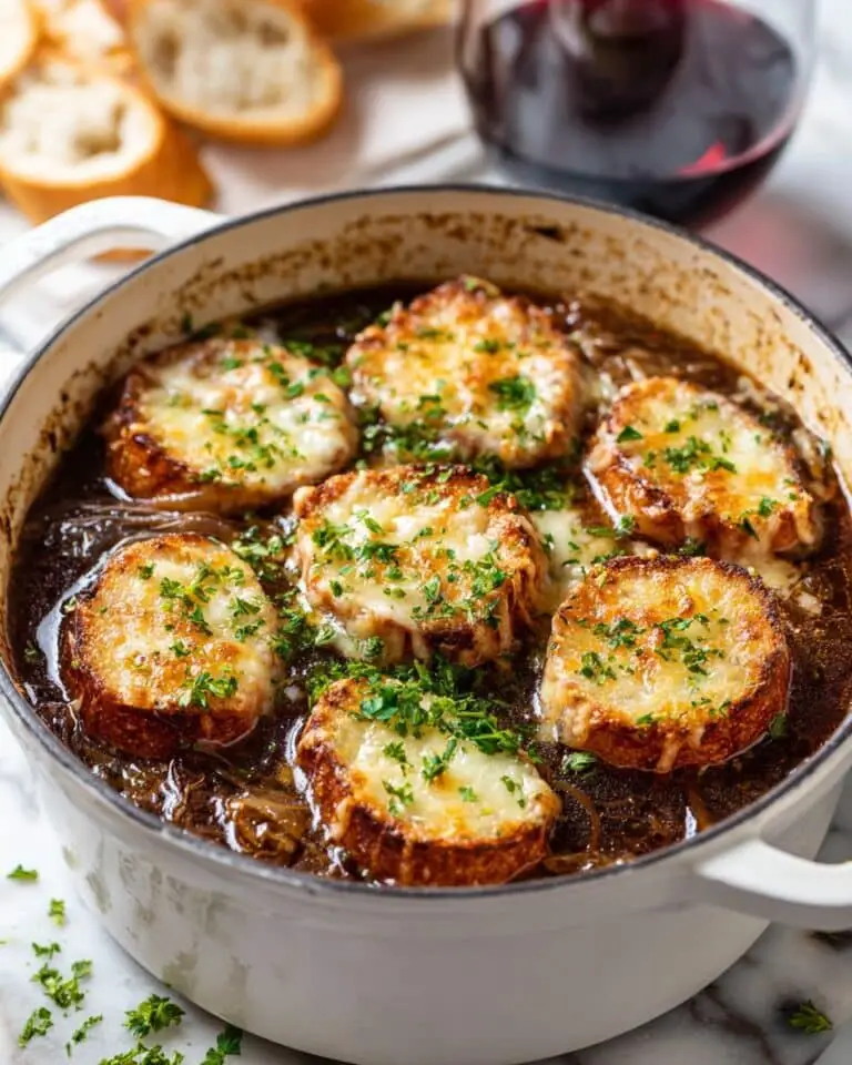 Dutch Oven French Onion Pot Roast with Gruyere Cheese Toasts Recipe