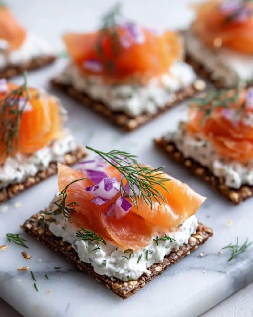 Smoked Salmon Canapés with Dill and Red Onion Recipe
