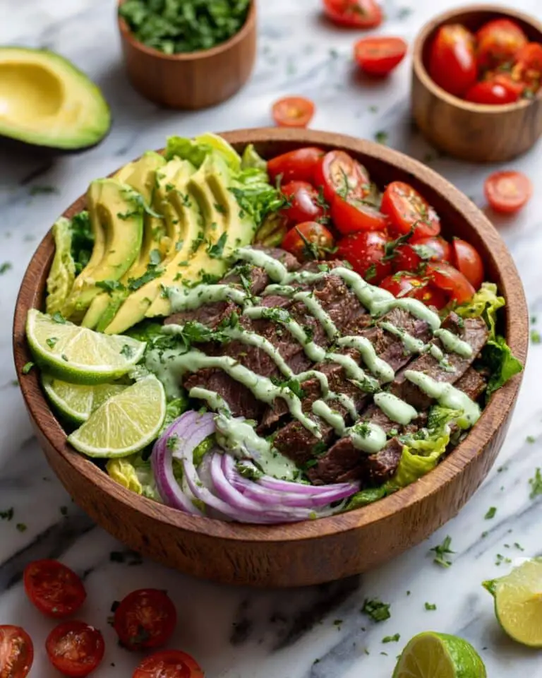 Steak Fajita Salad with Creamy Cilantro Lime Dressing Recipe
