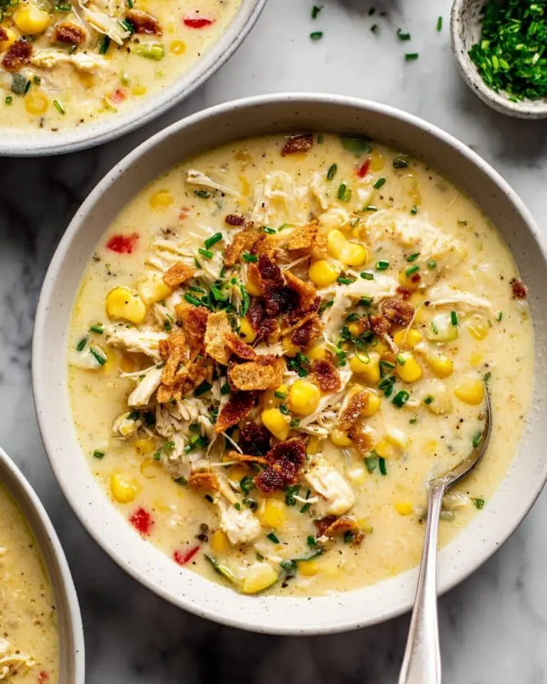 Creamy Chicken Corn Chowder with Bacon and Roasted Red Pepper Recipe