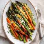 Roasted Asparagus and Carrots with Goat Cheese and Lemon Zest Recipe