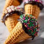 Chocolate Dipped Ice Cream Cones with Assorted Toppings Recipe