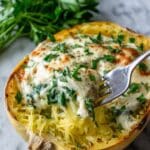 Cheesy Garlic Parmesan Spinach Spaghetti Squash Recipe