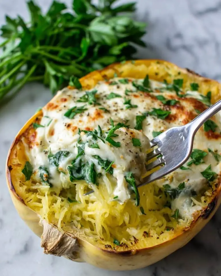 Cheesy Garlic Parmesan Spinach Spaghetti Squash Recipe