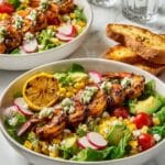 Grilled Shrimp Salad with Basil Vinaigrette and Charred Corn Recipe
