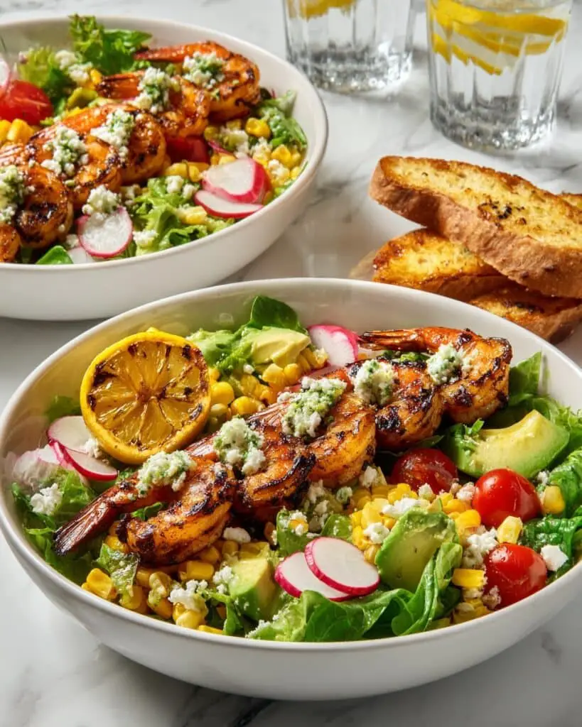 Grilled Shrimp Salad with Basil Vinaigrette and Charred Corn Recipe