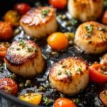 Mediterranean Seared Scallops with Tomato, Capers, and Lemon Garlic Recipe