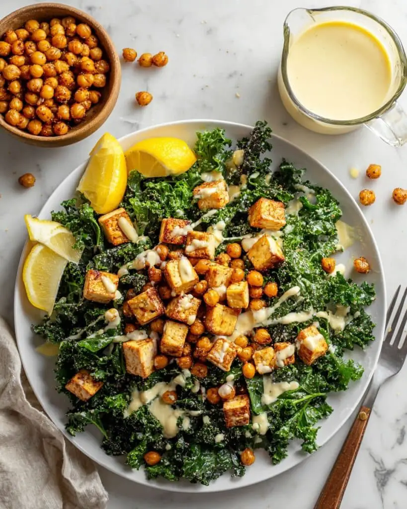 Kale Salad with Tahini Caesar Dressing Recipe