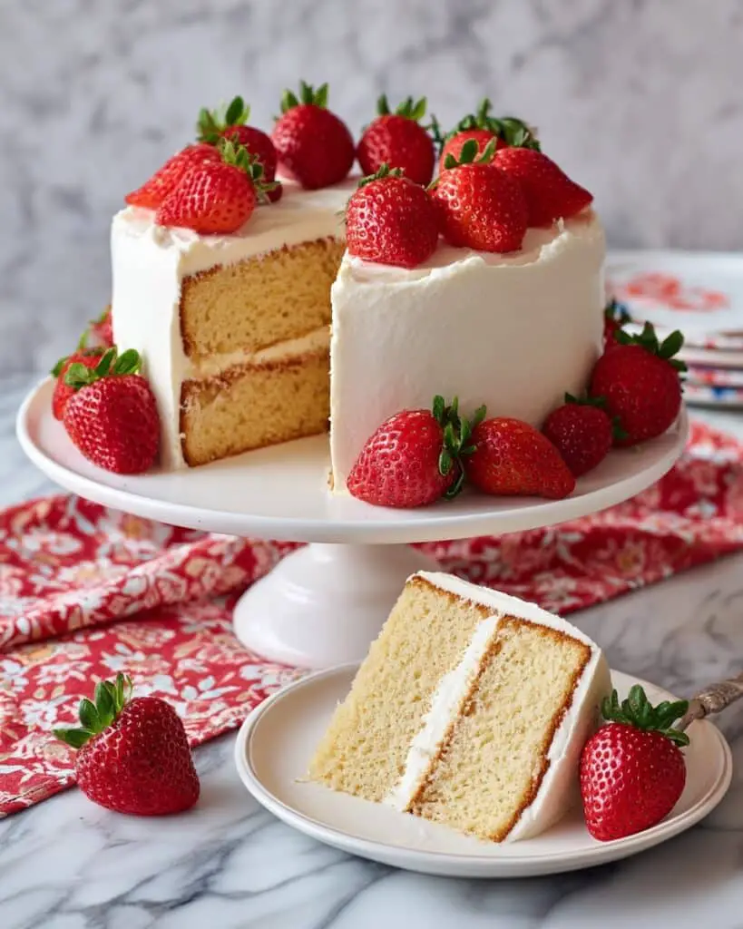 Vegan Vanilla Cake with Strawberry Garnish Recipe