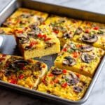 Sheet Pan Eggs with Vegetables and Cheddar Recipe