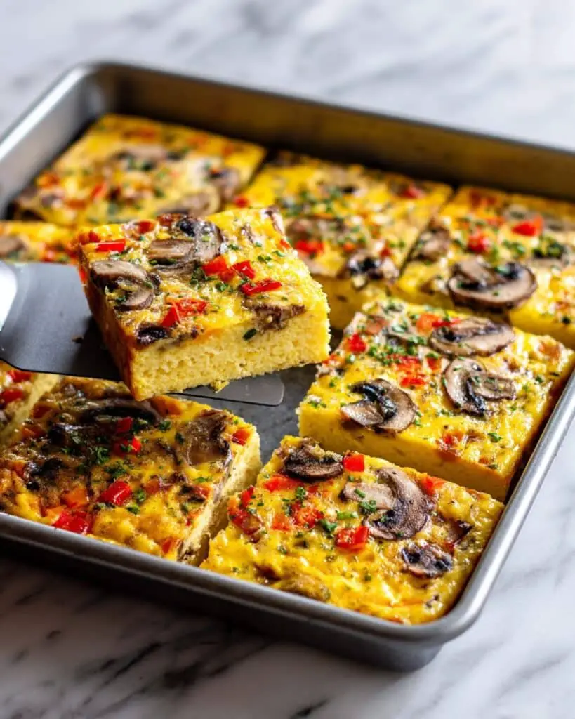 Sheet Pan Eggs with Vegetables and Cheddar Recipe