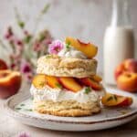 Roasted Peach Shortcake with Brown Butter Biscuits Recipe