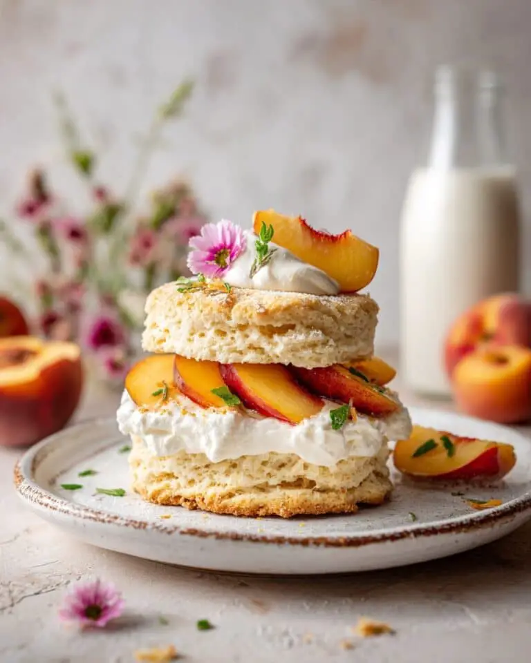 Roasted Peach Shortcake with Brown Butter Biscuits Recipe