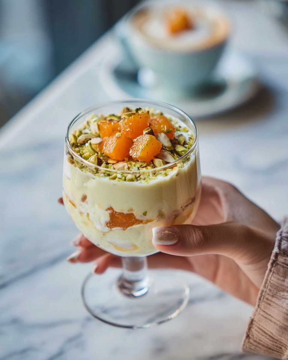 Vegan Mango Coconut Mousse with Candied Pistachio Crumble Recipe