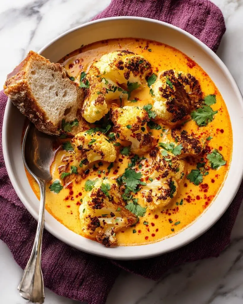 Spice-Roasted Cauliflower in Coconut Tomato Sauce with Lentils Recipe