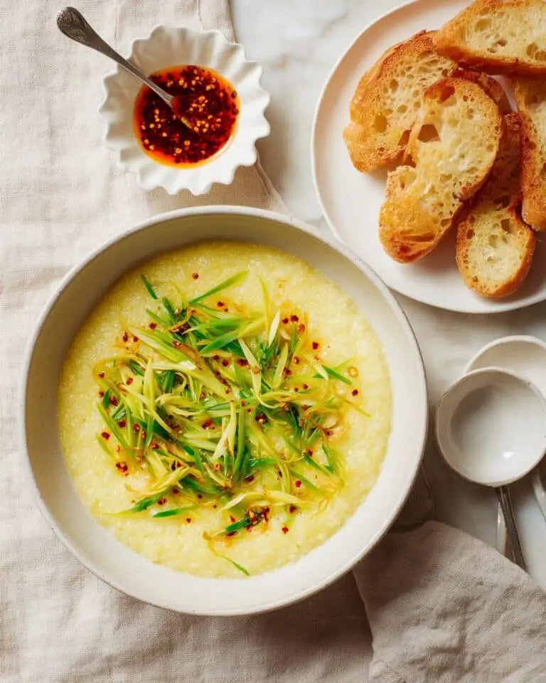Vegan Congee with Garlic, Ginger, and Chili Oil Recipe