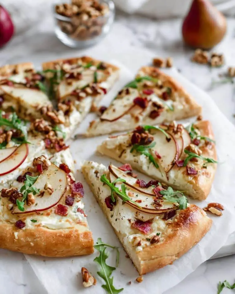 Pear and Goat Cheese Pizza with Caramelized Onion and Balsamic Drizzle Recipe
