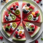 Watermelon Pizza with Cream Cheese Glaze and Fresh Fruit Recipe